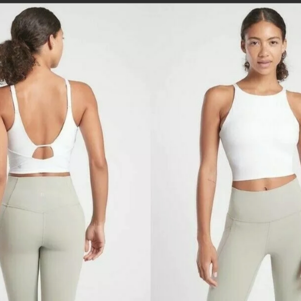 New Athleta Intention Crop Tank Cup Size D DD White Size Large Retail $59 NWT